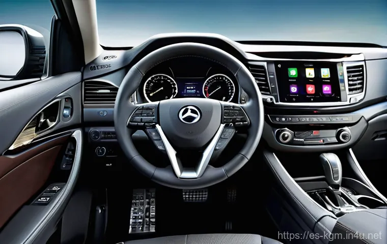 쌍용 렉스턴의 승차감 리뷰 - **Prompt:** A cozy and spacious interior shot of the SsangYong Rexton during a relaxed family road t...