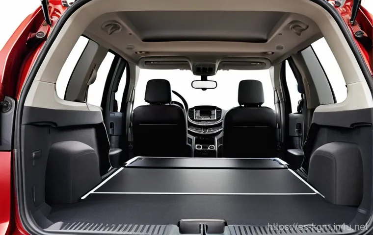 쌍용 토레스의 적재 공간 분석 - **Prompt 1: Initial Impression of Spacious Trunk**
    A dynamic, eye-level shot of a modern SsangYo...