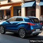 Home 13 쌍용 티볼리 전기차 트렌드 - **Prompt 1: Urban Elegance with KGM Korando e-Motion**
A full shot of a sleek, dark metallic blu...