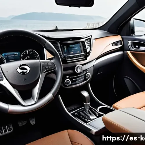 쌍용 토레스의 내부 디자인 변화 - A luxurious car interior showcasing the SsangYong Torres premium cabin with soft-touch synthetic lea...